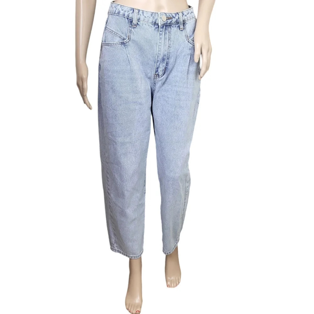 Princess Polly Pleat Light Wash Boyfriend Jeans